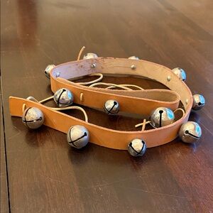 Tan Leather Silver Sleigh Bells